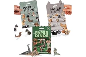 DENIR BONEE DIY Paper Cats - 50 DIY Origami, Fun 3D Paper Dog & Cat Models, Cute CatOrigami Set, Fun Craft Activity for Adults & Kids, Desk Decoration & Gift for Cat Lovers (3 Pcs)