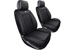 Aierxuan Chevy Silverado GMC Sierra 2 Front Seat Covers Pickup Custom Fit 2007-2025 1500 2500HD 3500HD Crew Double Extended Cab Waterproof Leather Seat Protectors(2 PCS Front, Black)