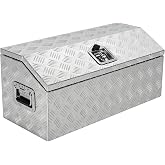 EASYBERG 30" Aluminum Trailer Tongue Tool Box with Lock &amp; 2 Keys, Silver | Dome Lid, Weather-Resistant Seal, Side Handle, 5-Bar Diamond Plate, Secure Storage, Tools, Straps, Chains &amp; Towing Gear