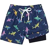 Cozople Boys Swim Trunks Compression Liner Swim Shorts Quick Dry Bathing Suit with Boxer Brief Swimwear 4-10T