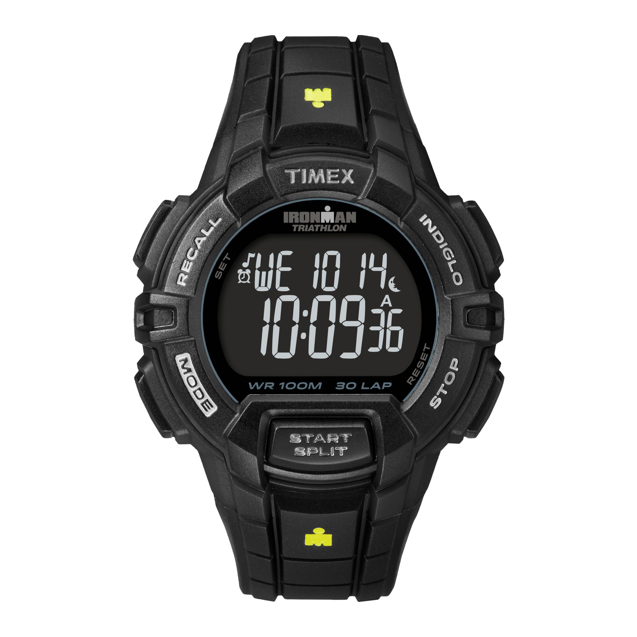Reloj Timex Ironman Rugged 30 de 44 mm para hombre, caja negra, correa de resina negra