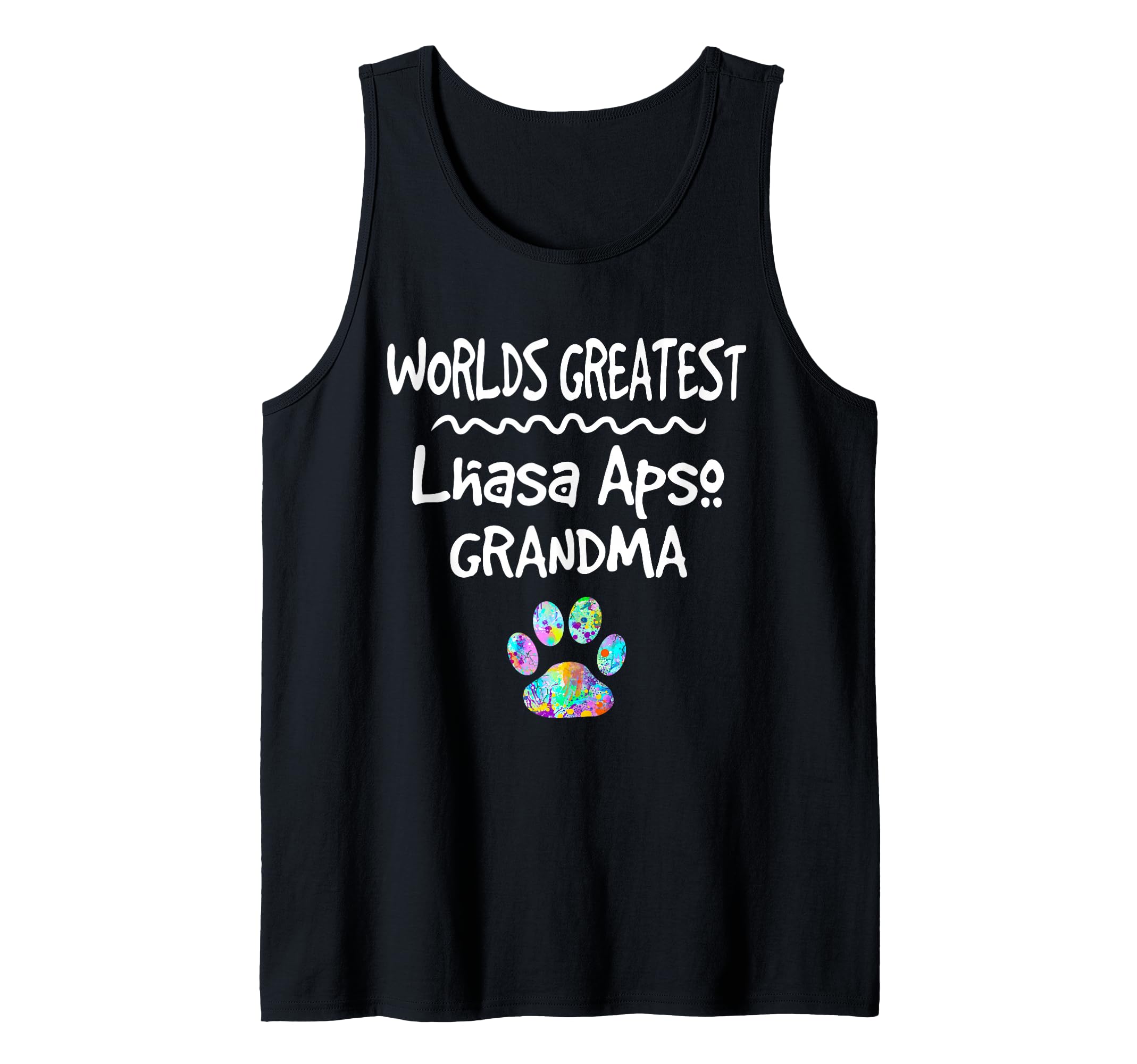 Worlds Greatest Lhasa Apso Grandma Cute Dog Paw Print Pet Tank Top