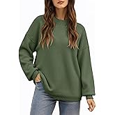Saodimallsu Womens Crew Neck Sweater Tops Long Sleeve Fuzzy Fall Casual Loose Cozy Knit Pullover Sweaters