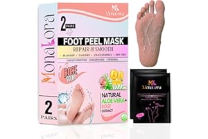 MonaLora Foot Peel Mask for Dry, Cracked Heels – Exfoliating Callus Remover with Natural Fruit Extracts – Baby Soft Feet in 1 Week – 2 Packs | Rose Scent