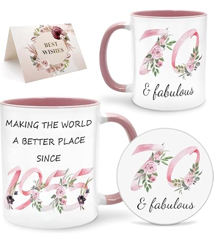 70 And Fabulous Birthday Mug – 11Oz Ceramic Cup Gift For Women, 70th Birthday Ideas For Mom Or Grandma - View #8