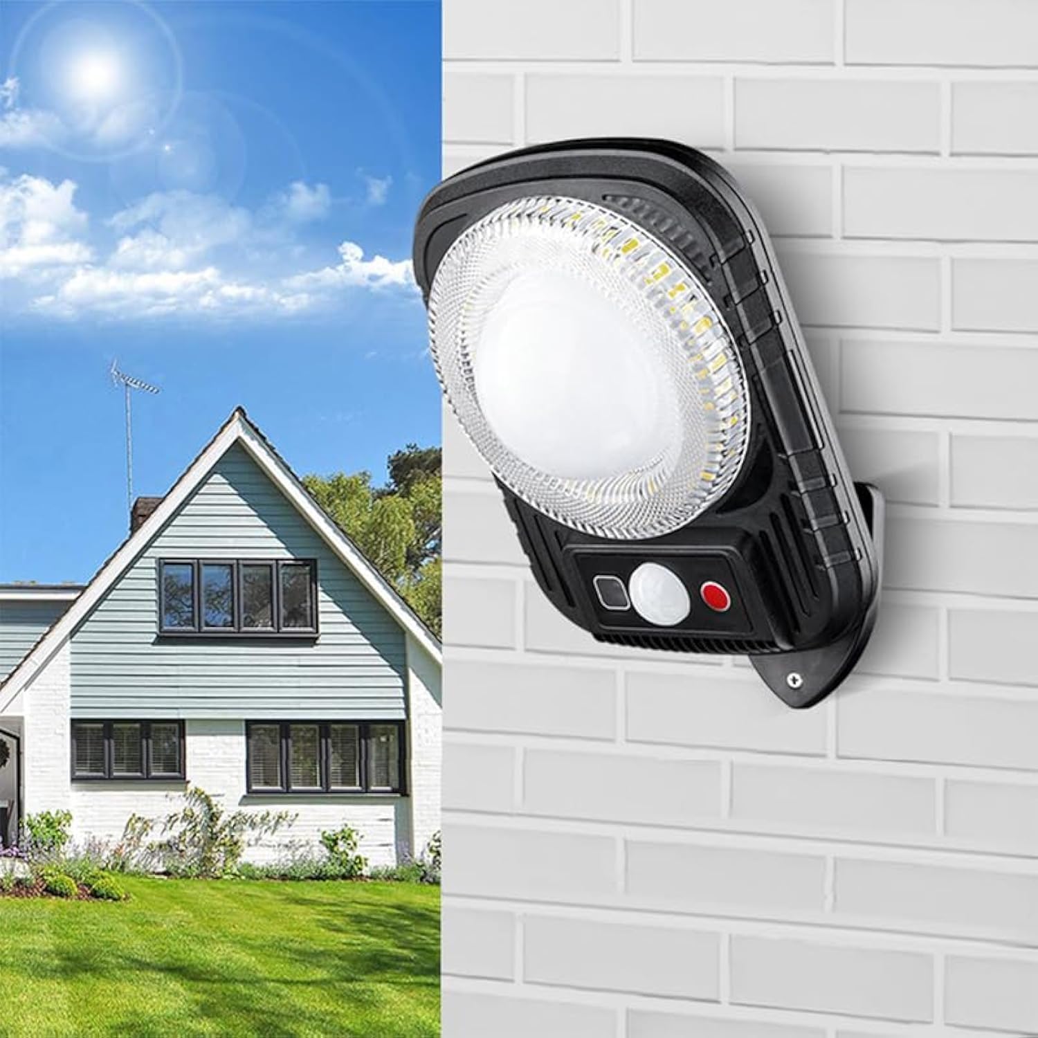 YZYOE Solar Induced Warm Light Street Light, Colorful Atmosphere Decorative Street Lamp, Wireless Dusk to Dawn Motion Sensor LED Sconce Lights IP65 Waterproof.