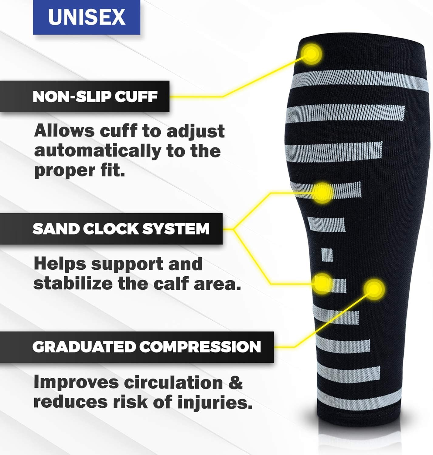 PowerLix Calf Compression Sleeve (Pair) – Supreme Shin Splint Sleeves for Men & Women – 20-30 mmHg: Clothing