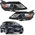 PENSUN Headlights Compatible with 2014 2015 2016 2017 2018 2019 2020 Chevy Impala Headlamps Repalcement Halogen Black Housing Clear Lens, Passenger and Driver Side