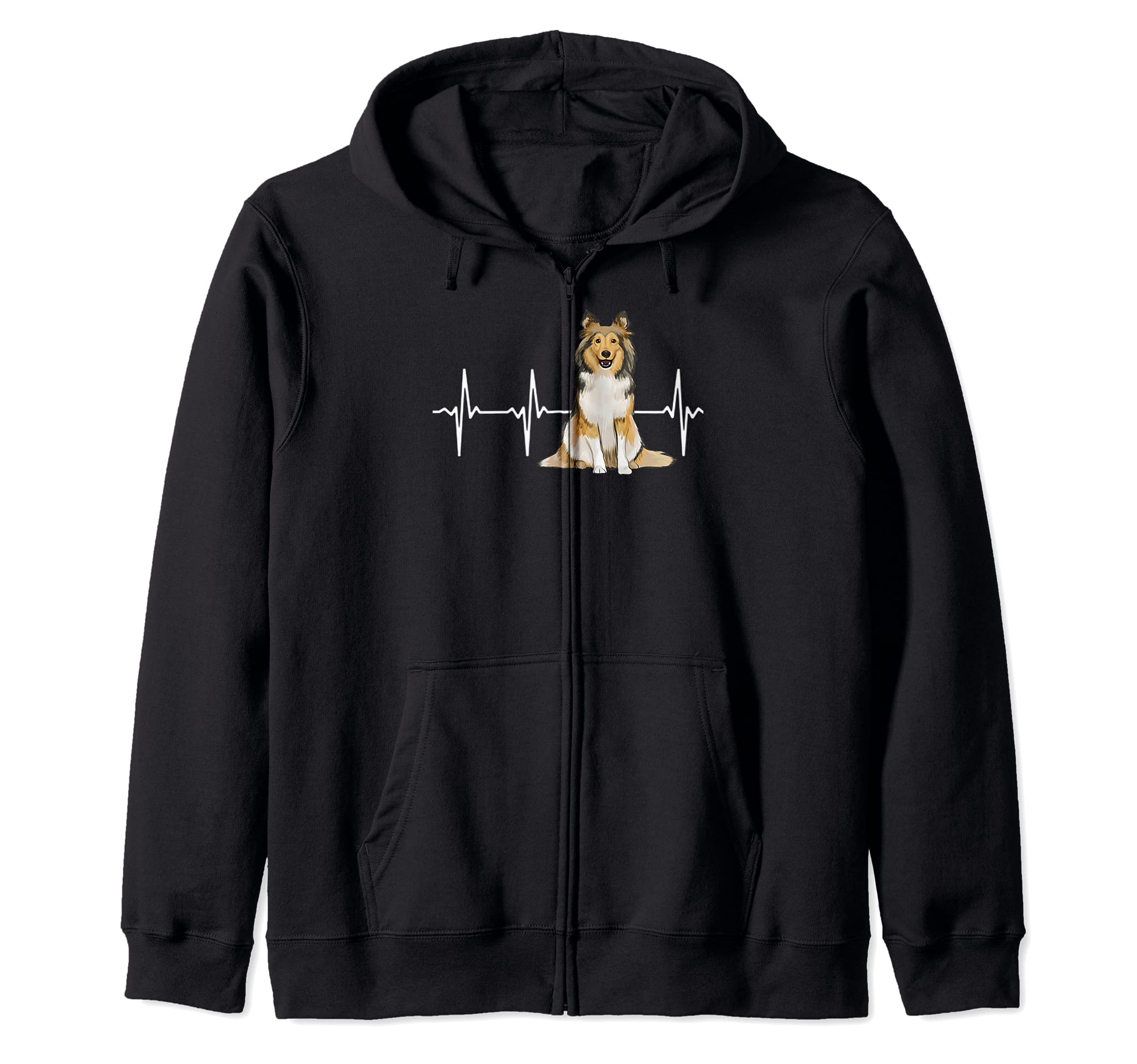 Shetland Sheepdog Heartbeat Dog Lover Zip Hoodie