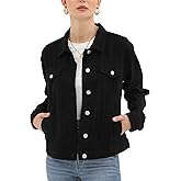 Argstar Denim Jacket for Women Button Up Long Sleeve with Pockets (Available in Inner Pockets)