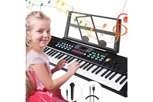 TENCOZ Electronic Keyboard Piano 61 Keys, Portable Piano Keyboard with Music Stand, Microphone, Power Supply Digital Music Piano Keyboard Early Education Music Instrument for Beginners & Kids
