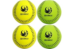 PHINIX 11 Inch Foam Softball 4 Pack (Yellow and Green)
