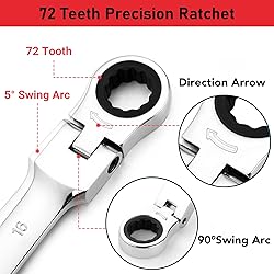 PIONEERWORKS Flex Head Ratcheting Wrench Set, SAE