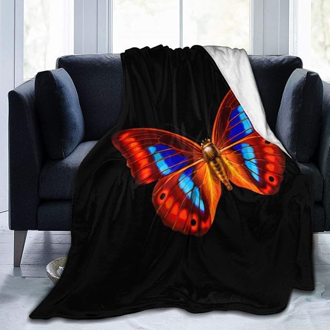 KNBNDB Manta con Estampado de Mariposa y Negro, Manta Ligera, súper