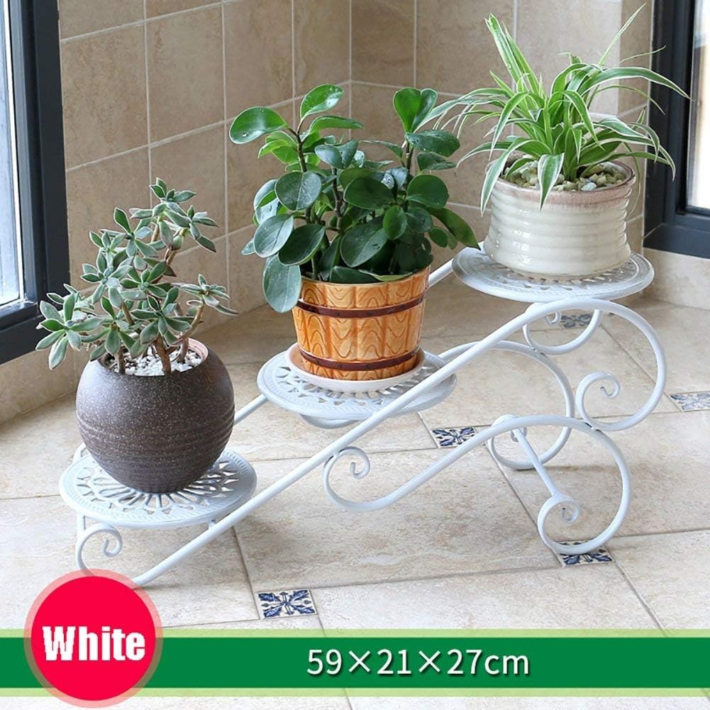 GFF 3-tier iron flower pot, bay window, potted frame, balconies, plant 's living room, indoor display stands, succulent, 59' 27 times (color: white)