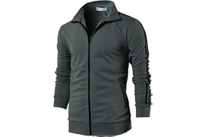 H2H Mens Active Slim Fit Track Lightweight Jacket Zip-up Long Sleeve