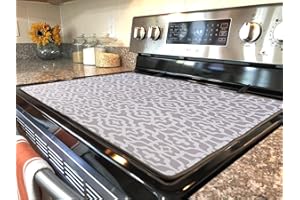 JREWE LIOUS Stove Top Cover for Electric Stove (28.5"x20.5") - Ceramic Stove top Cover, Heat Resistant Glass Cooktop Cover, Flat RV Range Stovetop Protector, Dish Drying Mats for Kitchen, Natural Rubber
