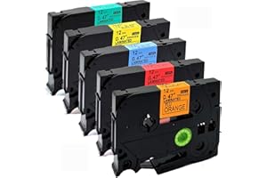 NEOUZA 5PK Compatible for Brother Laminated Tze Tz Label Tape Cartridge 12mm x 8m 0.47" x 26'