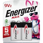 Energizer MAX 9V Batteries (2 Pack), 9 Volt Alkaline Batteries - Packaging May Vary