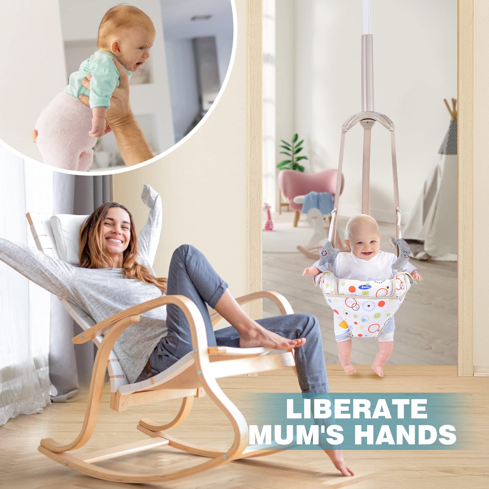 Doorway Jumper for Baby, Baby Jumper with Adjustable Strap, Baby Door Jumper for Indoor/Outdoor Play, Easy to Assemble & Store (Ideal Gift for 6-24 Months)