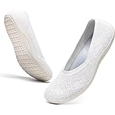 DEXJEWU Women's Wide Toe Box Flats Shoes Knit Ballet Flat Slip-on Dress Walking Comfort Shoes