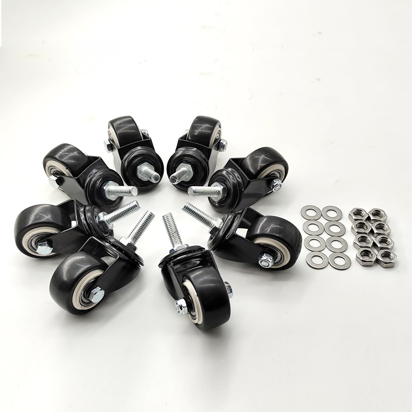 1.5" M8x25 Threaded Rod and Spacer Nut Roll for Shopping Trolleys, Workbenches, Furniture (Unbraked Wheels, 8)