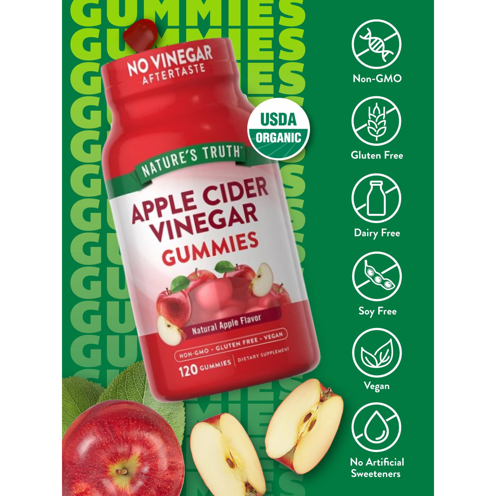 InfiniStore™ Medicine Pouch & Scented Moist Towelette Bundle with Nature Truth Apple Cider Vinegar Gummies, 120 Count, 400mg, Natural Apple Flavor - Non-GMO, Gluten Free, Vegan