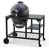 Brand-Man Steel Kamado Charcoal Grill &amp; Smoker | 22" Cast Iron Grates, Large Prep Table Cart, Ideal for Outdoor Cooking
