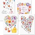 Current Paintbox Valentine Greeting Card - 8 Card Pack With White Envelopes, 4 Valentine Designs, Large 5" x 7" Cards with Sentiments