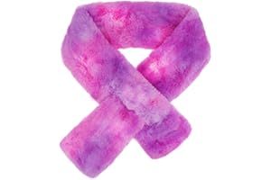 NEWFANCY Kids Winter Rainbow Scarf Gradient Cross Tie Collar Fluffy Fur Plush Shawl Wrap Neck Warmer for Toddler Girls Boys
