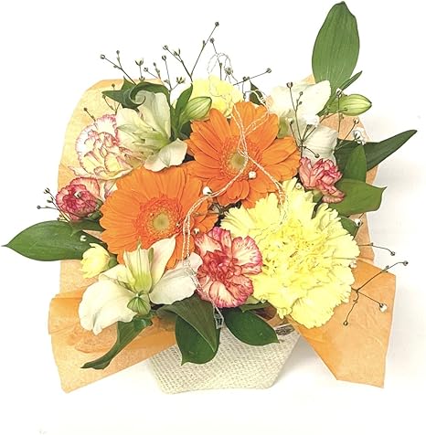 Amazon Nichiflro フラワーアレンジメント クール便対応 お花 贈り物 フラワーギフト 生花 アレンジメント お祝い 誕生日 記念日プレゼント イエロー系 S 花束 オンライン通販