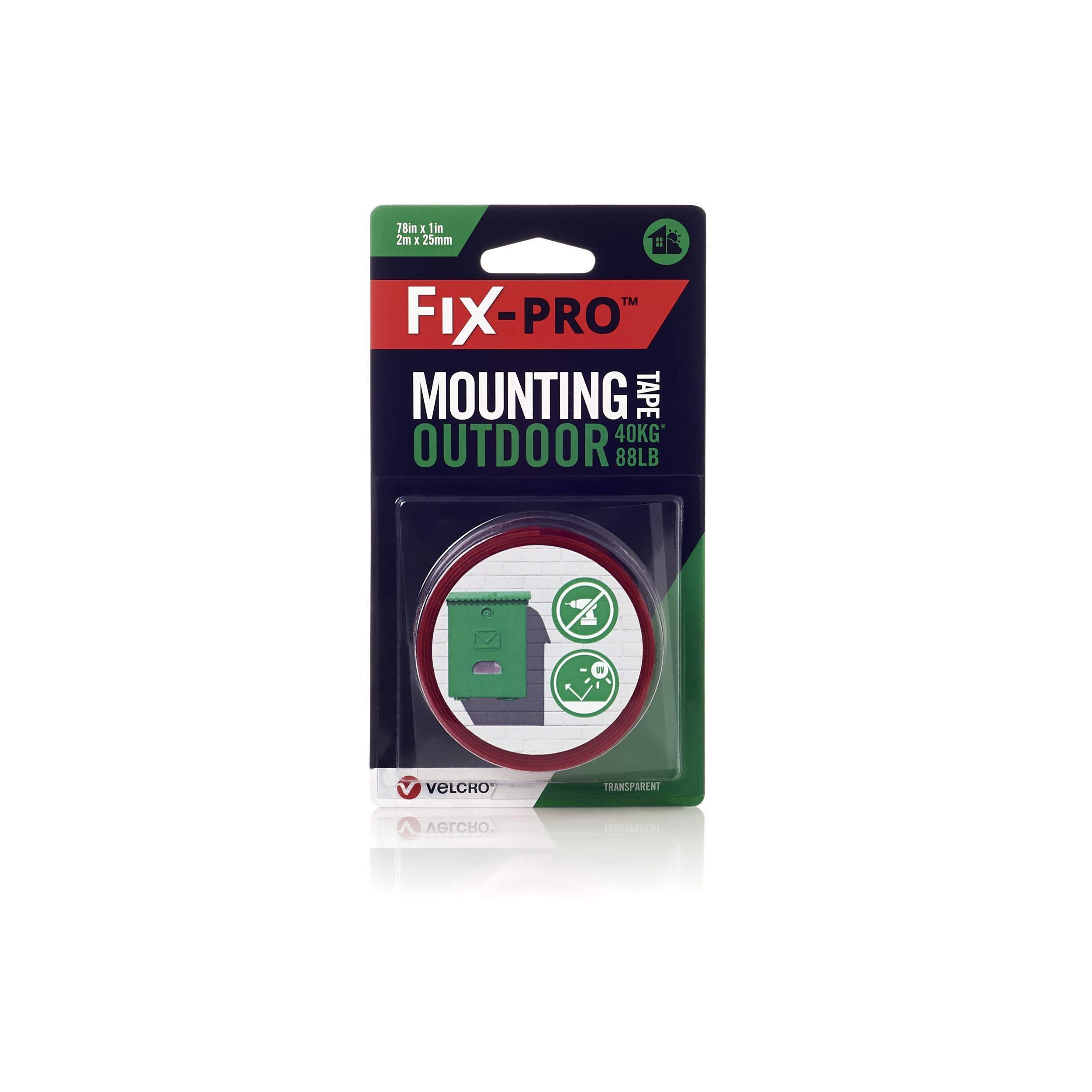 FIX-PRO® Mounting Tape Outdoor 2m x 25mm. Clear