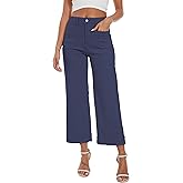 DAOAO Wide Leg Jeans for Women Trendy High Waisted Flare Jeans Cropped Pants Stretchy Baggy