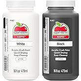 Apple Barrel, PROMOABWB, Acrylic Paint Set, Featuring 2-16 fl oz Bottles; White and Black Acrylic Paint