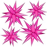 FUNTOOB Hot Pink Balloons Star Balloons Metallic Star Foil Balloons Hot Pink Star Cone Balloons Starburst Balloon Spike Balloons for Birthday Graduation Business Event Christmas Decorations (50Pcs)