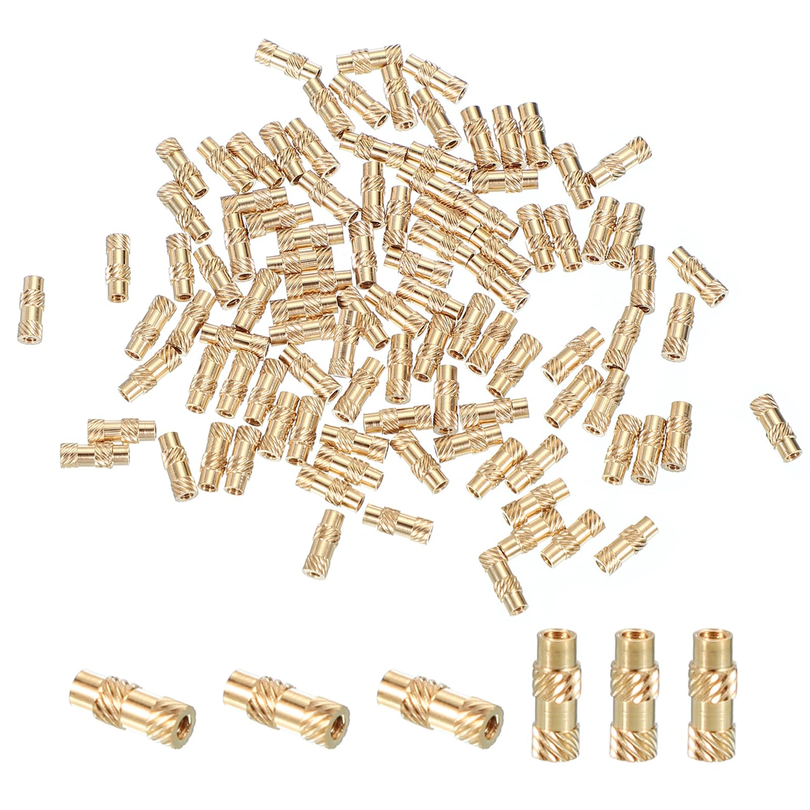 PATIKIL M1.4x6x2.3 mm Brass Threaded Insert, 70 Pcs Metric Knurled Nuts Heat Set Insert for Plastic 3D Printing Components