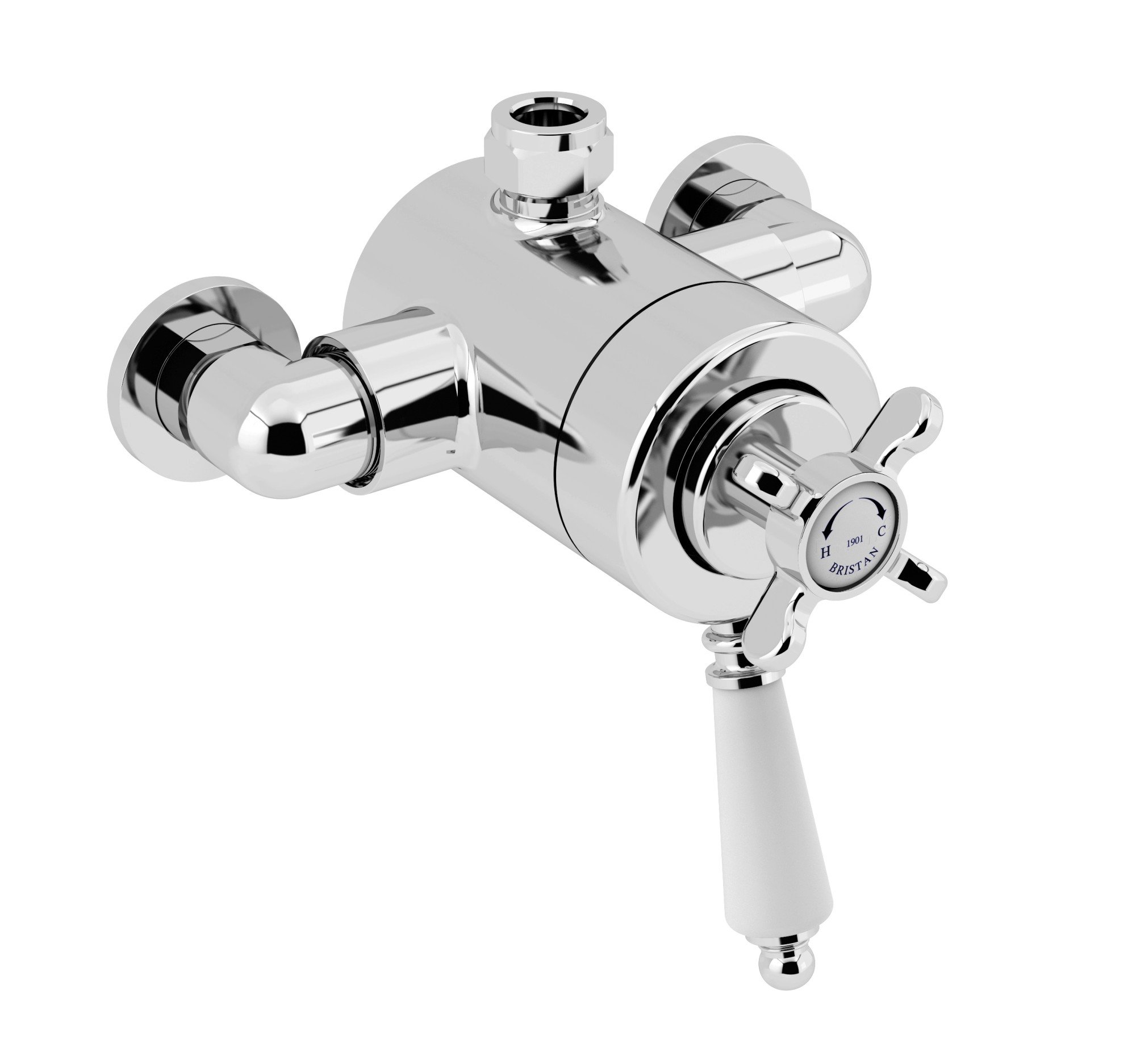 Bristan 1901 Exposed Concentric Top Outlet Shower Valve, Traditional Style Shower Tap Bathroom Fixture, Chrome - N2 CSHXTVO C