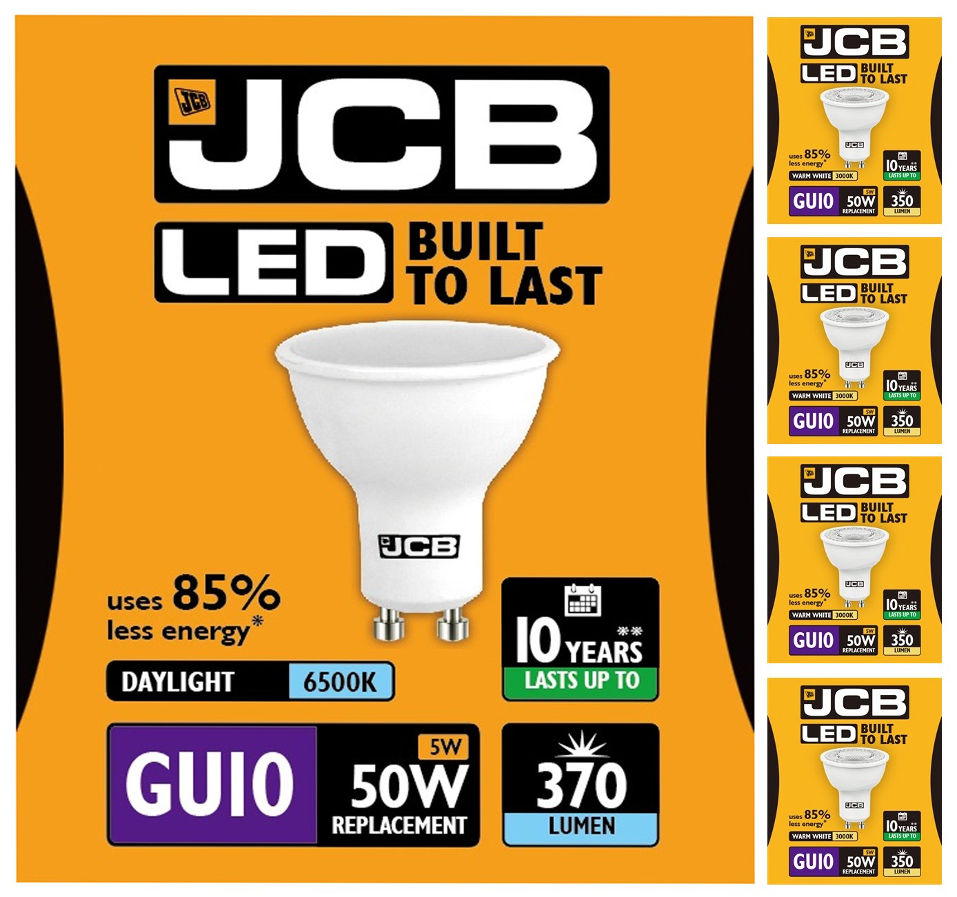 JCB 3w = 35w / 5w = 50w LED GU10 100deg 3000k (Warm) / 6500k (Daylight) ([5 Pack] 5w (50w), 6500k (Daylight))
