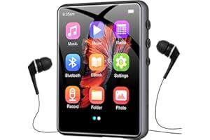 ZAQE 64GB MP3 Player with Bluetooth5.3, 2.4-Inch HD Full Touch Screen, Portable Lossless Sound Music Player with HD Speaker, mp3 with FM Radio Recording e-Book, Record, Earphone Included