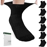 Bulinlulu Bamboo Viscose Diabetic Socks, 6 Pairs Non Binding Ankle Socks, Reinforced Toe, Size 6-9/9-11/13-15