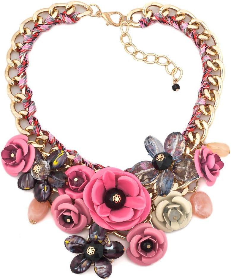 Flower Statement Necklace Choker Chunky Pendant