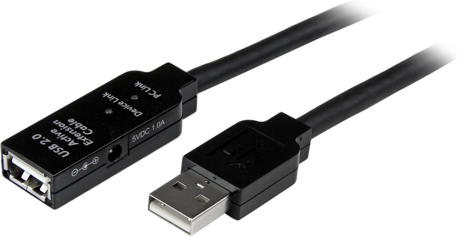StarTech.com 5m USB 2.0 Active Extension Cable M/F, 5 meter USB A Male to USB A Female USB 2.0 Repeater / Extender Cable