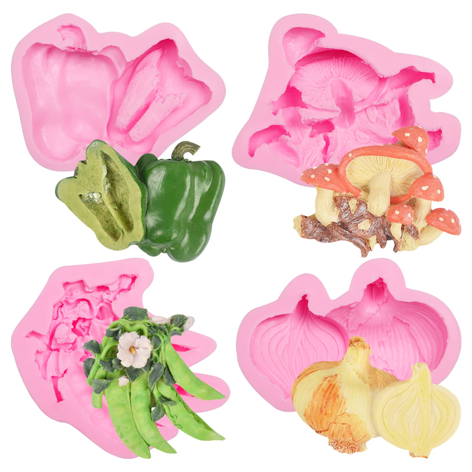 Photo 1 of Mushroom Silicone Fondant Mold, Onion Green pepper Chocolate Molds, Vegetable Peas Kitchen Baking Mold for Cake Decoration Candy Clay Resin DIY Craft Ice Cube Pudding