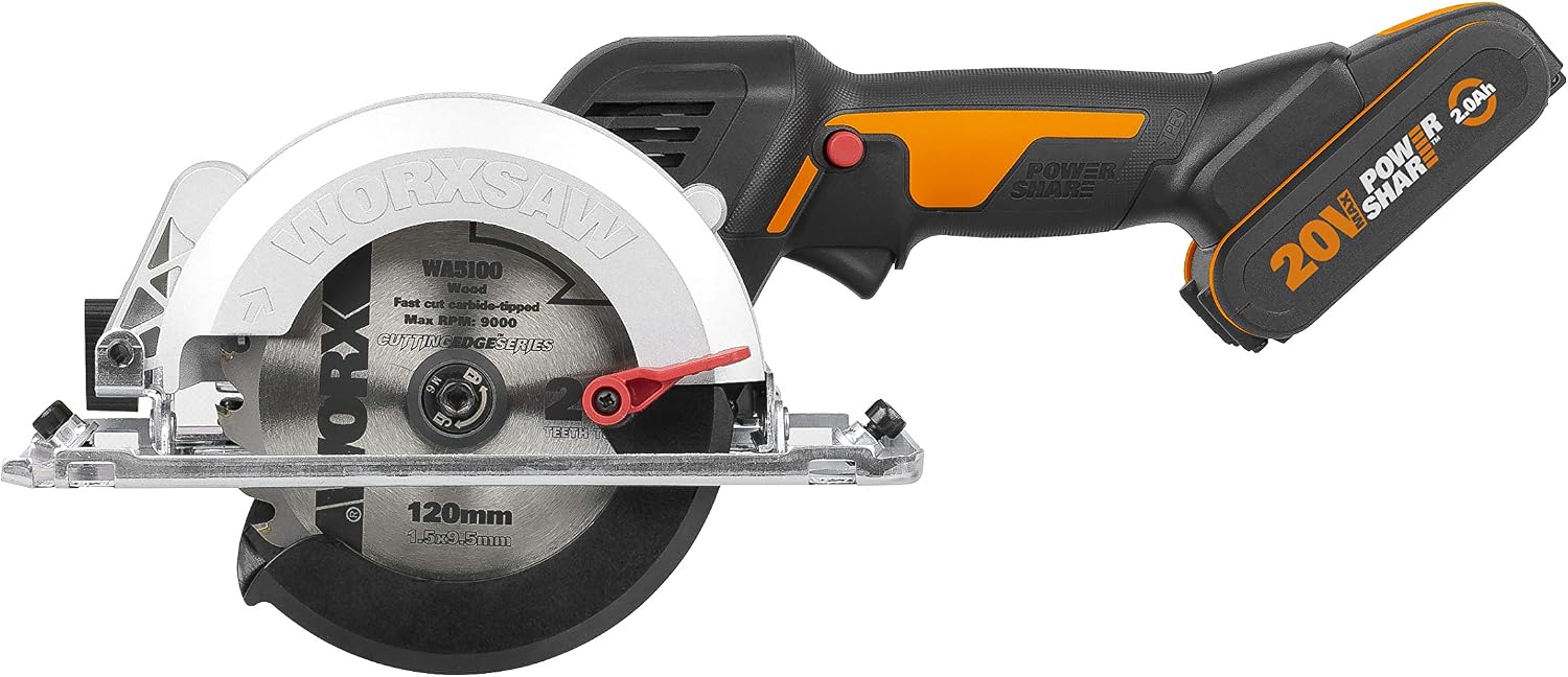 Worx WX531 20V PowerShare Cordless 120mm Brushless Compact Circular Saw with 1x 2.0Ah Battery & Charger, 41mm Cutting Depth - Image 3