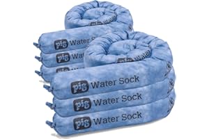 PIG Super Absorbent Sock for Water | 6 Pack | ext. dia. 3" x 4' L | Absorbs Up to 1.75 Gallons per Sock | PM50635