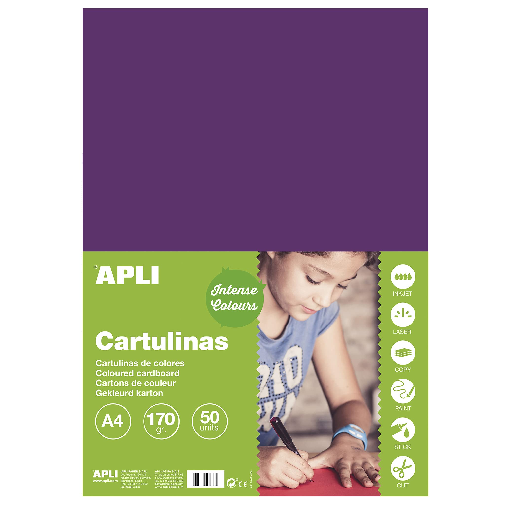 APLI 14247 Purple Card A4 170 g 50 Sheets