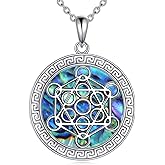 UCADRIT Metatron Cube Necklace Sterling Silver Chakra Pendant Necklace Amulet Sacred Geometric Jewelry Gift for Men Women