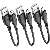 HOTNOW Short Micro USB Cable 6 inch 3 Pack，0.5FT USB to Micro USB Cable | USB A to Micro USB Android Charger Durable Short Cable Fast Charging for Samsung Galaxy S7 S6 S7 Edge S5,Note 5,PS4 and More