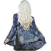 Oil Painting Shirt Van Gogh Gift Starry Night Long Open Front Cardigans for Women Long Sleeve Clothing Lightweight Sweater