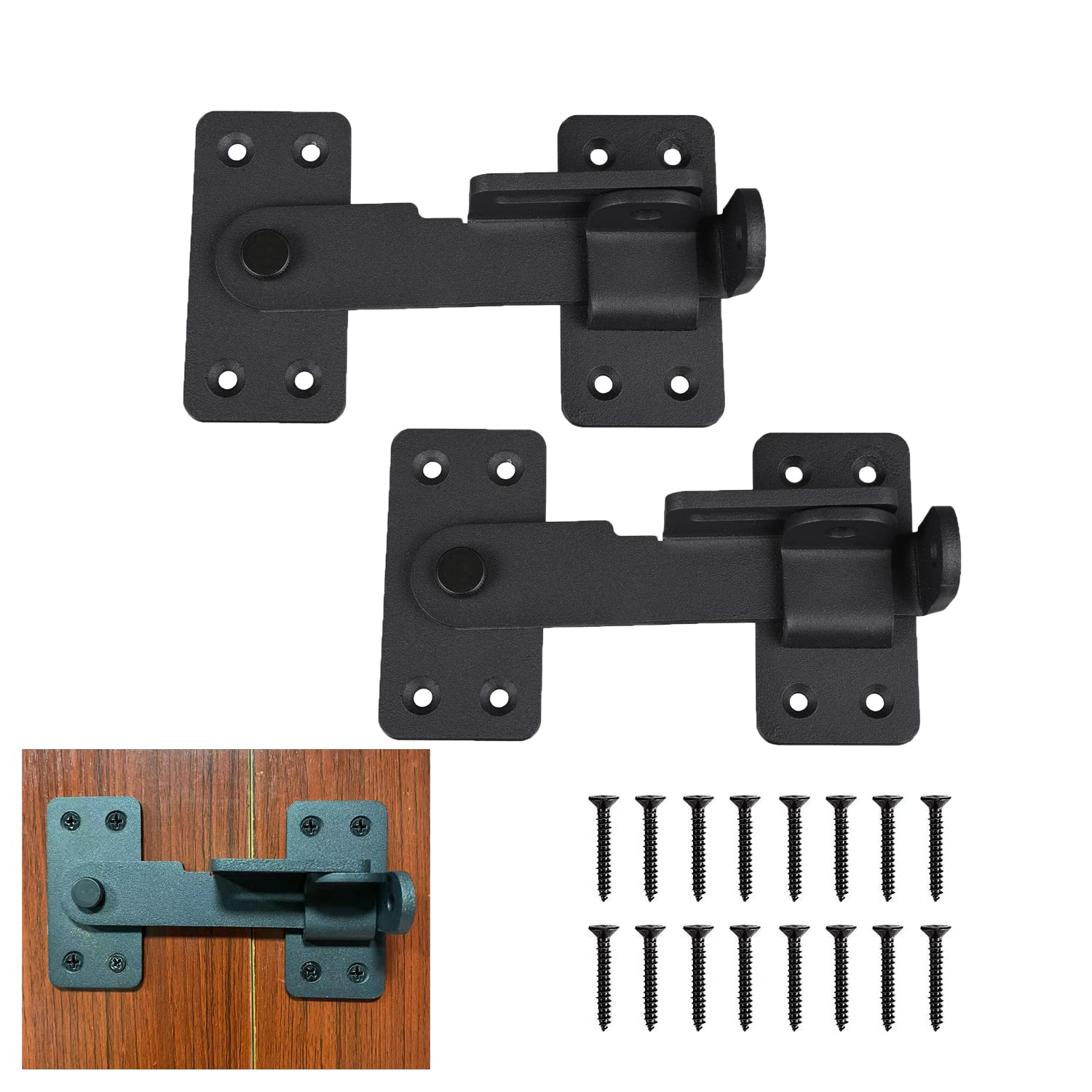 VANROUG Flip Latch Safety Bolt Lock - Adjustable Gate Lock for Wooden Fence, Window, Cabinet, Interior & Exterior Doors (2PCS)